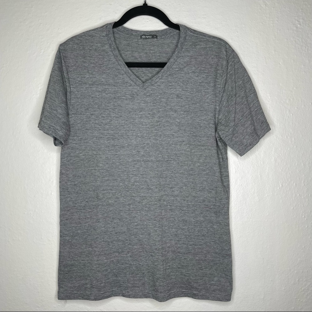 Vox Populi Mens Grey Striped V Neck Medium